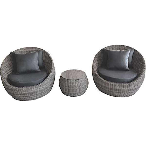 Parche 3 Piece Wicker Barrel Set, Dark & Medium Gray PA2474932